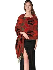 Paisley Pashmina Scarf For Women PASKMLNA - A18-12 Red-black - View 12