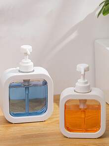 1pc/2pcs-300ml/500ml Transparent Dishwashing Soap Dispenser, Bathroom Hand Soap Dispenser - With Anti Rust Pump, Suitable For Kitchen Sink, Bathroom,/White Decorative Frame Transparent Square Soap Dispenser Can Be Refilled And Reused Repeatedly - White - View 4
