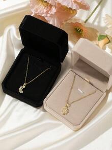 2 件情侣/姐妹配套电镀不锈钢链配铜锆石锁和钥匙吊坠项链套装，优雅珠宝礼物，适合情人节或日常佩戴（不含盒子）、妈妈、母亲、母亲节、礼物 - 金色 - 查看 6