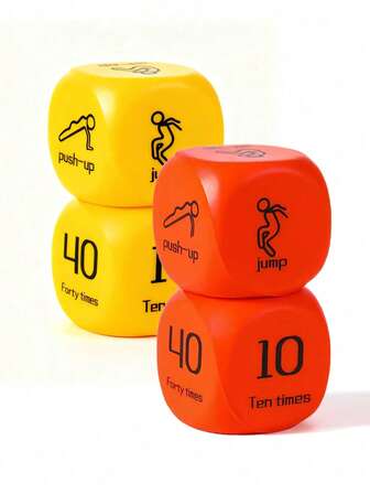 2 Durable Fitness Decision Dice, Equipped With A 60-Second Timer And Exercise Quotes - The Orange/Yellow Motivational Exercise Dice, Dice For Doing Push-Ups, Squats, Lunges, Sit-Ups, And Rope Skipping Exercises, Suitable For High-Intensity Interval Training, Strength Training, And Home Gym Workouts. High-Quality Construction, High-Intensity Training, An Interesting Fitness Tool, Durable Materials, An Active Lifestyle.