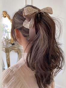 Ribbon Bow Banana Hair Clips For Women Girl,1PC Vertical Ponytail Claw Clip Korean Style Bowknot Ponytail Claw Large Banana Clip For Thick Hair Accessories, Hair Slide, Hair Barrettes