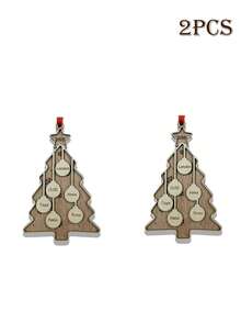 LICVIC Custom Christmas Decorations, Personalized Christmas Tree Decorations, Customized 1-7 Names Ornaments, Customizable Christmas Decor, Diy Ornaments, Christmas, Living Room Decor, Outdoor, Garden, Double-Layer Wooden Pendant, Christmas Crafts, Room Decor, Mom, Dad, Family,Elegant Living,Artful Living - Style a - View 8