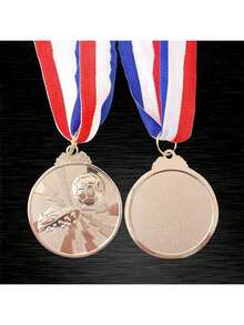 2枚足球奖牌，锌合金金/银/铜奖杯，印刷纪念奖品