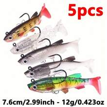 [Soft Bait] Soft Bait With Lead Head 5pcs Jig Wobblers, Artificial | Fishing Lure Set For Sea Bass Catfish Pike | Freshwater Saltwater - 5pcs - View 8