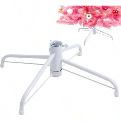Metal Tree Stand, 15. Inch Xmas Tree Stand Base Universal Folding Tree Stand 3 Ft To Ft Artificial Trees Tree, Fits 0.5 - 1.25 Inch Tree Pole, White