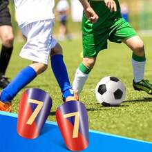 1 Pair Mini Size Soccer Shin Guards With Number 7, Thick Anti-Collision Shin Protection, Comfortable And Lightweight, Durable Cross Design, Suitable For Training And Matches, Soccer Accessories - Multicolor - View 4