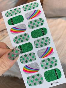 全甲贴纸，绿色三叶草，多色美甲贴花，适合女性、女孩的美甲用品，派对、节日、庆典、生日礼物美甲 - 彩色 - 查看 8