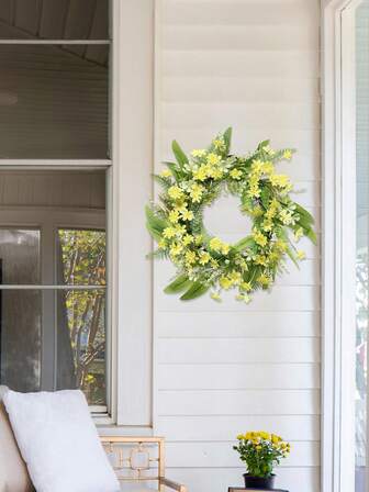 1pc Artificial Green Eucalyptus Leaf Garland (Suitable For All Seasons) - Suitable For Home, Office, Weddings, Festivals And Parties As Decoration - Perfect For Spring Celebrations. Front Door Style, Valentine's Day, Themed Parties, Outdoor Terraces, Farmhouse Style Garland Decoration