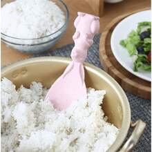 1pc Cute Rabbit Shaped Standing Rice Paddle, With Non-Stick Ergonomic Handle And Soft Pink/Beige Design - Plastic Kitchen Utensil, With Rabbit Ears And Expressive Eyes, Suitable For Rice Cooker, Slow Cooker, Oven - Space-Saving Standing Spoon, Rice Serving Spoon, Wooden Rice Paddle, Rice Scoop, Rice Mold Shaper, Rice Spoon