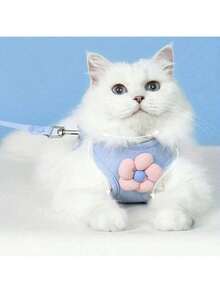 1 pieza Chaleco con correa para perro estilo arnés y correa para perro oso de peluche, correa antideslizante para cachorros con decoración de flores, adecuado para perros y gatos pequeños y medianos, suave y transpirable, ajustable