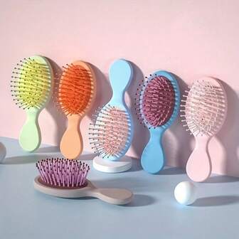 1Pc Macarons Mini CuteMini Soft Nylon Bristle Hair Brush Portable Travel Wet And Dry Air Cushion Hair Brush For Daily Travel Outgoing Use, Children's Air Cushion Comb For Girls, Hair Care.Girl Gift, Back To School, Graduation Season, Gift For Girl ,Hair Tool Kit ,Hair Styling Kit