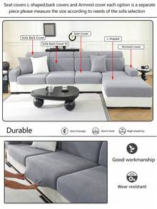 1 Vỏ bọc ghế sofa co giãn mọi mùa, Vỏ bọc đệm ghế sofa chống trượt tối giản hiện đại, vải dày, che phủ toàn bộ, Vỏ bảo vệ ghế sofa chống bụi, chống bẩn, có thể giặt bằng máy, Thích hợp cho phòng ngủ, văn phòng, phòng khách, ghế sofa hình chữ L và ghế 1/2/3/4 chỗ ngồi, Vỏ bảo vệ đồ nội thất bằng vải nhung - Màu xám trăng - Xem 10