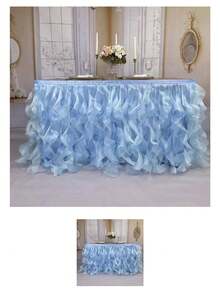 4 pies/6 pies/8 pies/9 pies/14 pies Faldas de mesa de organza, faldas de mesa rizada, faldas de mesa de sauce llorón, adecuadas para mesas de comedor rectangulares o redondas, para duchas nupciales, cumpleaños, fiestas de boda, banquetes, faldas de mesa para pasteles, decoración del hogar. - Multicolor - Ver 60