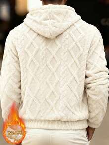 Men's Thermal Lined Sweatshirt, Plush Jacquard Fabric, Suitable For Casual Daily Wear