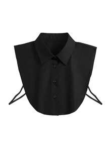 1pc Women's White Pointed Collar Detachable Shirt Fake Collar, Sweater Undershirt, Sleeveless Shirt, Versatile Vest Blouse, All Season Business Casual Sleeveless Fake Collar, Semi-Shirt Artificial Collar, Decorative Stand Collar, Suitable For Office Attire, Holiday Gift (Button Color Random) - Multicolor - View 3