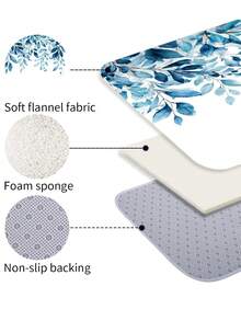 1/3/4-Piece Shower Curtain Bathroom Set, Simple Blue Leaf Pattern, Waterproof And Durable Accessories, With 12 Hooks - Includes Toilet Seat Cover, Bath Mat And Rug - Non-Slip Polyester Fabric - Washable - Perfect For Holiday Decorations, Home/Bedroom/House/Western Style Decor. - Multicolor - View 11