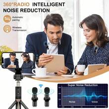 Wireless Microphone For Smartphone, Wireless Microphone Plug-And-Play For Capturing Video/Audio, Microphone For Recording/Vlogs - Black - View 3