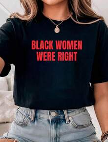 Everyday Were Right Text Print Crew Neck T-Shirt Sweatshirt Classic Fit Design Details Short Sleeve Y2k Style Casual Wear Tops Plus Size Clothes Suitable For All Seasons Machine Wash Cold For Business Casual And Daily Casual Wear Usage Context - 黑色 - 查看 1