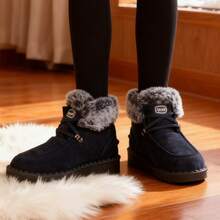 Winter New Snow Boots For Women With Plush And Thick Warm Slope Heel Short Boots, Height Increasing Casual Sports Shoes, Anti Slip Boots For Women's Outdoor Short Boots - Màu xanh lam - Xem 8