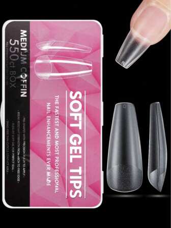 600pcs Full Cover Press-On Nails, Stiletto, Almond, Square, Coffin, French Tip Fake Nails, Reusable Gel Extension Nail Stickers, DIY Nail Art Capsules