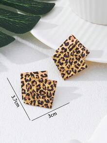 1 paire Clous D'oreilles À La Mode Géométrique Carré Multicouche - Or jaune - Voir 4