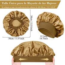 New DASKING 2 Piezas Gorro Satén para Pelo Rizado Ajustable con Banda Ancha Elástica para Dormir - para Mujeres y Niñas Negro Oro - como en la foto - Ver 6