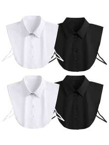 1pc Women's White Detachable Shirt Collar, Universal Business Casual Versatile Sleeveless Fake Collar, Half Shirt Artificial Collar, Sweater Undershirt, Sleeveless Shirt, Versatile Vest Blouse, White Pointed Collar, Decorative Stand Collar Round Collar, Suitable For Office Workwear, Holiday Gift (Button Color Random) - Multicolor - View 17