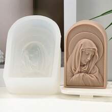 Moldes de silicona con diseños religiosos de María y la Cruz - Duraderos y de fácil desmoldeo para velas, resina, manualidades de arcilla, diseños religiosos intrincados ideales para decoración espiritual y regalos de bricolaje con temas de fe - Blanco - Ver 3