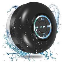 Mini Bluetooth Shower Speaker With LED Light, Portable IPX4 Waterproof, Hands-Free Speakerphone. Rechargeable Using Micro USB, Wireless Stereo For Beach, Shower & Home - Black - View 3