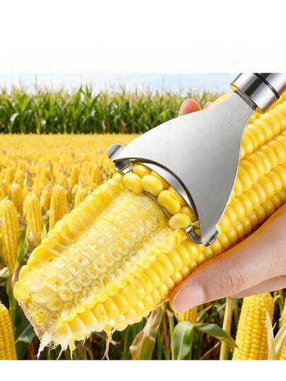 2/1 件装男女通用银色圣诞主题不锈钢玉米去皮器/剥皮器 - 实用多功能厨房工具，适用于节日晚餐准备、圣诞盛宴、家庭聚会和节日烹饪