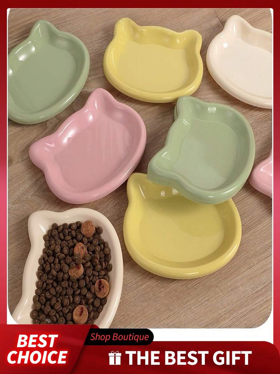 2 piezas Tazón de plástico multicolor para gatos, en forma de gato de dibujos animados, plato para mascotas amigable con los bigotes - Adecuado para comida seca/húmeda y agua - Fácil de limpiar, comida seca, aperitivos y comida enlatada húmeda, plato para almacenar residuos de huesos, plato para almacenar cáscaras de nueces. Rellenos de calcetines navideños, regalos, regalos divertidos, Ramadán, regalos personalizados - 300ml - Ver 1