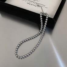 1件银灰色珍珠项链，女士多层复古简约颈链，优雅锁骨链，感恩节、生日、新年礼物