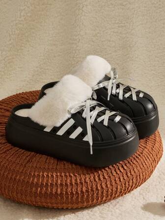 Pantuflas con suela gruesa y esponjosa con diseño calado, zapatos de pareja con puntera cerrada de EVA para otoño/invierno