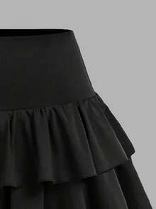 少女卡通印花圆领短袖上衣和泡泡裙套装 - 白色 - 查看 5