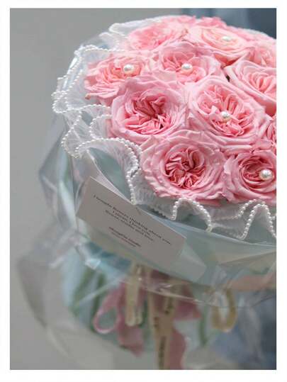 白色珍珠波浪褶皱薄纱花朵包装网纸花束包装材料，花艺DIY