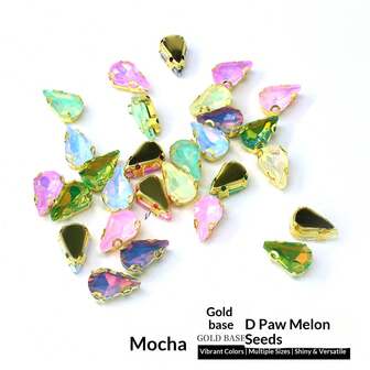 20pcs Melon Seed Type Gold Bottom D Paw Mocha Rhinestones 8*13mm Decoration DIY Multifunctional Shiny Decorations Artwork Suitable For Clothes And Hats Car Holiday Party Gift Gift