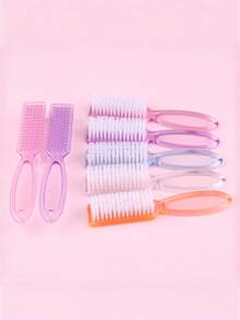 Multipurpose Silicone Nail Cleaning Brush With Dopamine Colorful Powder Handle, Large Transparent Goat Horn Shaped For Women Ladies Manicure Tool - Multicolor - View 10