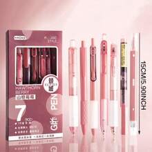 ST Retractable Ballpoint Pen Assorted Set, Quick-Drying Ink Pens For Students, Black - Rose Red - View 7