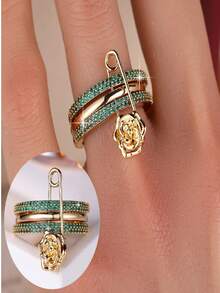 时尚戒指，多层设计，镶嵌闪亮立方氧化锆，多种颜色可选，适合日常佩戴，也是理想的派对配饰。 - 銀色 - 查看 39