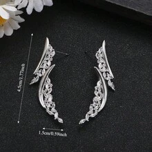 1 Pair Cubic Zirconia Streamlined Decorative Earrings, Suitable For Women, Fashionable For Parties/Art Events - 1Pair - View 4