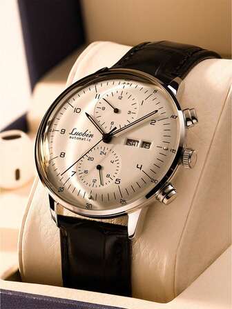 ROMITIME 1枚男士防水夜光手表，采用3D立体弧形设计日历表盘，耐磨不锈钢表带，时尚商务奢华运动经典简约休闲自动上链机械表，适合万圣节、圣诞节、父亲节、情人节、学生、节日、约会、商务、日常佩戴、送礼等场合。