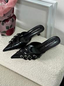 Fashionable Pointed Toe Slip-On Mule Heels, Sexy High Heel Shoes For Women