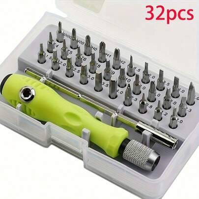 Magnetic Precision Screwdriver Set, Includes Torx, /Flat/Hex Bits, Compact Storage Box - Heavy Duty Plastic/Metal Tools, Suitable For Electronics, Smartphones, Cameras, Automotive And Home Repair Kits (Professional And DIY Maintenance Kit)