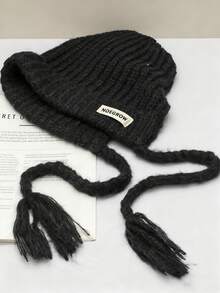 纯色针织加厚耳罩，加厚冬季女士头饰，可爱简约纯色针织帽，适合户外佩戴 - 彩色 - 查看 7