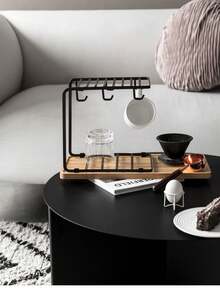 1个防锈铁质北欧简约风格白色镂空设计悬挂式置物架，厨房/客厅桌面杯碟沥水架，咖啡厅酒吧杯碟沥水架 - 彩色 - 查看 8