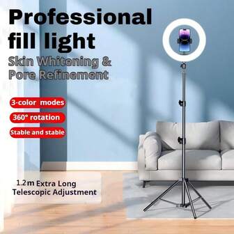 Kinglucky LED Selfie Ring Light Kit With Adjustable Tripod And Phone Holder - 3 Color Modes, USB Powered - Suitable For Makeup, Photography And Video, Smartphone Selfie Stick, Content Creation, Compact Design, Stable Base, Lightweight Setup, Beauty Enthusiasts, Social Media Influencers