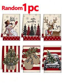 1pc/2pcs/6pcs Christmas Hand Towels, Christmas Tree & Snowman Pattern Design Microfiber Cleaning Cloths, Kitchen Towels, Advent Gift, Christmas Surprise, Kitchen & Dining Decor, Outdoor Party Supplies, Suitable For Christmas Kitchen & Bathroom Decoration - Multicolor - View 15