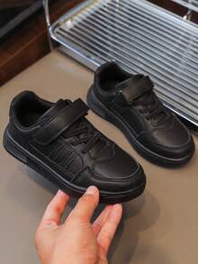 1双儿童透气运动鞋，黑白学生运动鞋，婴儿白色休闲鞋 - 黑色 - 查看 14