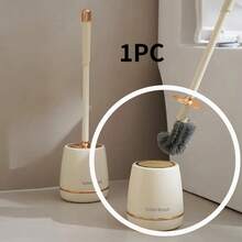 Toilet Brush, Long-Handled Toilet Brush And Brush Holder, Space-Saving Toilet Brush, Durable Bristles Toilet Cleaning Brush, Suitable For Bathroom Cleaning. - 杏色 - 查看 3
