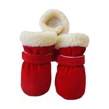 4pcs/Set Pet Dog Shoes, Winter Candy Color Plush Thickened Warm Anti-Slip Winter Shoes Lining, Dog Boots Soft Bottom Dog Shoes (Fur On The Shoe Surface Is Normal) - Multicolor - View 7